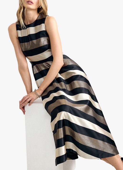Phase Eight Delicia midi jurk met streepprint - detail 6 multicolor