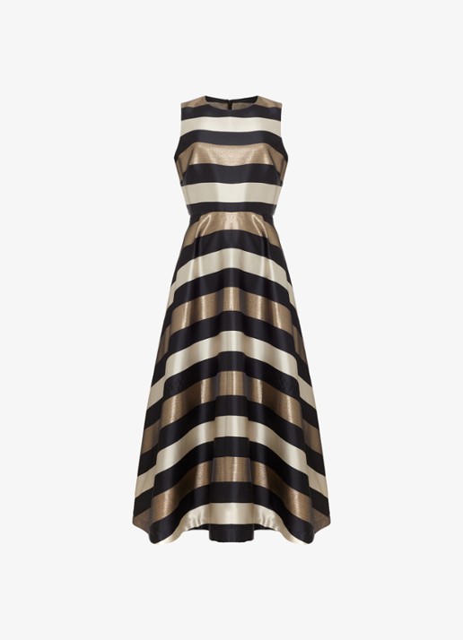Phase Eight Delicia midi jurk met streepprint - voorkant multicolor