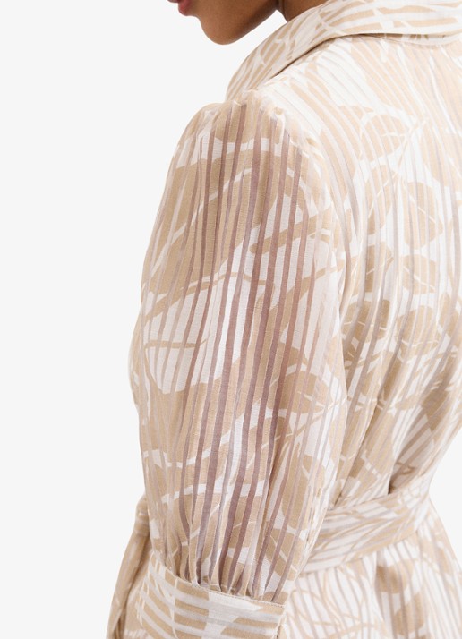 Phase Eight Delphine midi blousejurk met print en pofmouw - detail 4 creme