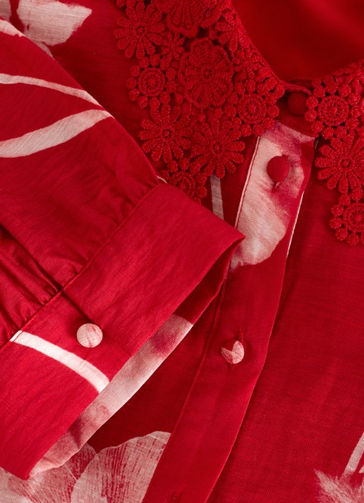 Phase Eight Delphine midi jurk met bloemenprint - detail 5 rood