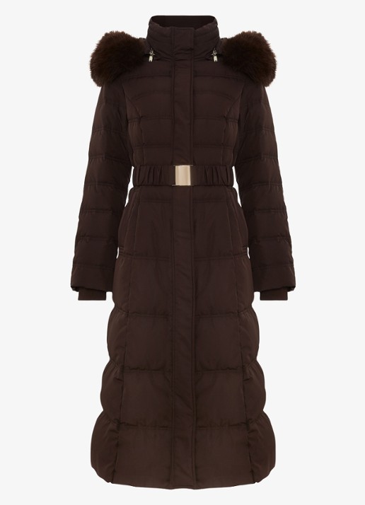 Phase Eight Dixie puffer jas met afneembare imitatiebontkraag