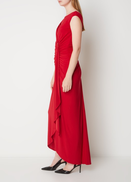 Phase Eight Donna maxi jurk met plooi detail - voorkant 4 steenrood