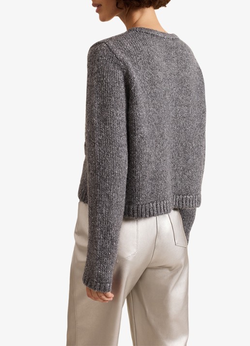 Phase Eight Eden fijngebreid vest met pailletten - achterkant grijs