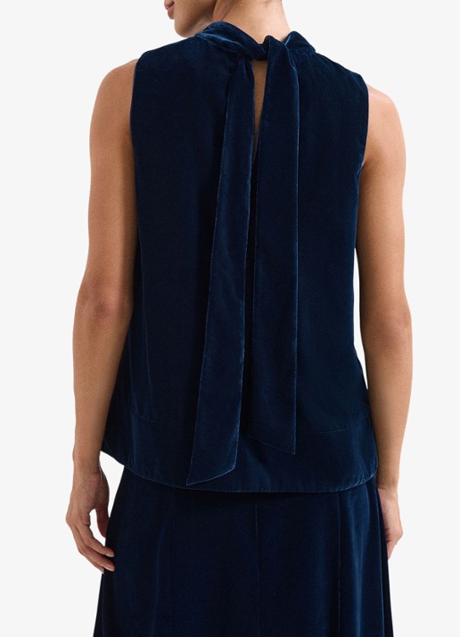 Phase Eight Eilish top van fluweel - achterkant 3 blauw