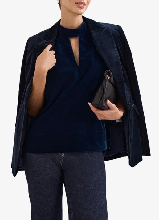 Phase Eight Eilish top van fluweel - detail 8 blauw