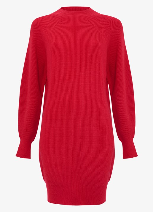 Phase Eight Eliana mini fijngebreide trui-jurk   - voorkant 2 rood