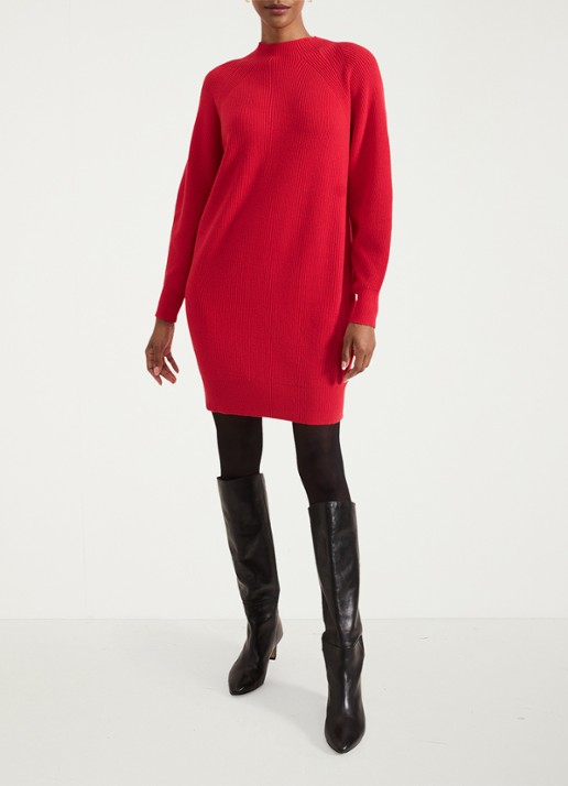 Phase Eight Eliana mini fijngebreide trui-jurk   - voorkant 3 rood