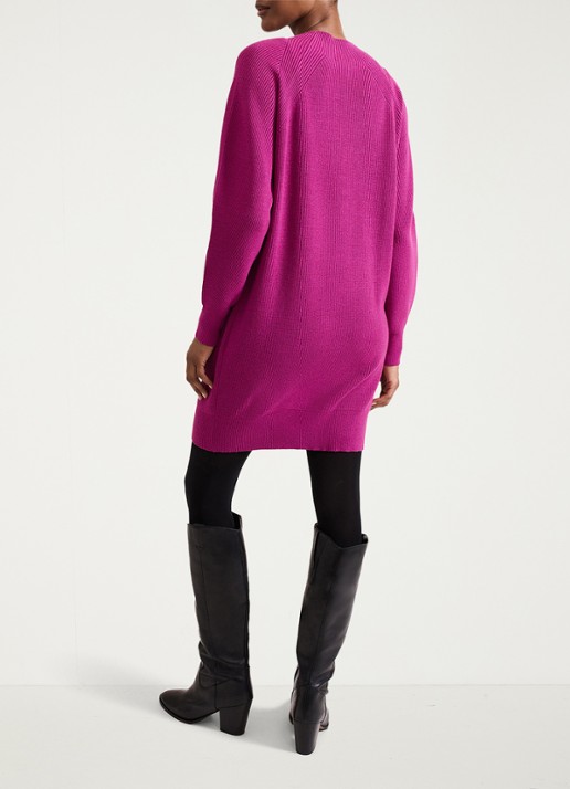 Phase Eight Eliana mini grofgebreide trui-jurk - achterkant 3 donkerroze