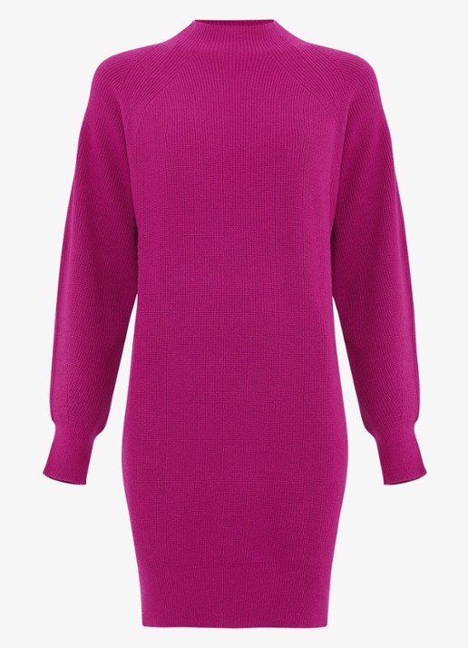 Phase Eight Eliana mini grofgebreide trui-jurk - voorkant donkerroze