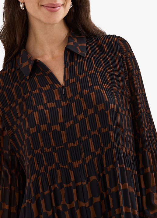 Phase Eight Ella mini tuniekjurk met grafische print - detail 4 bruin