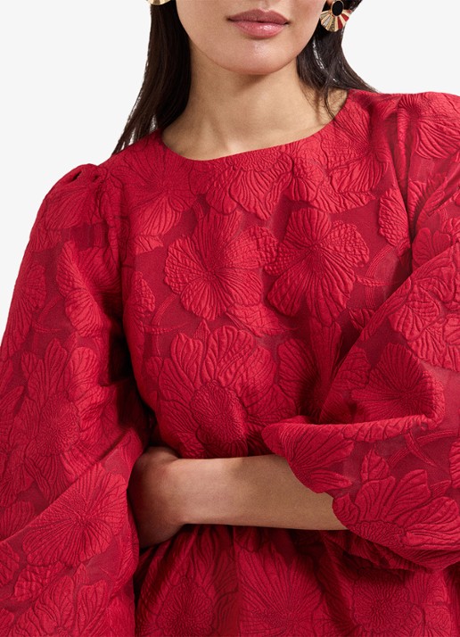 Phase Eight Ellis top met bloemenprint - detail 2 donkerrood