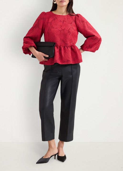 Phase Eight Ellis top met bloemenprint - voorkant 8 donkerrood