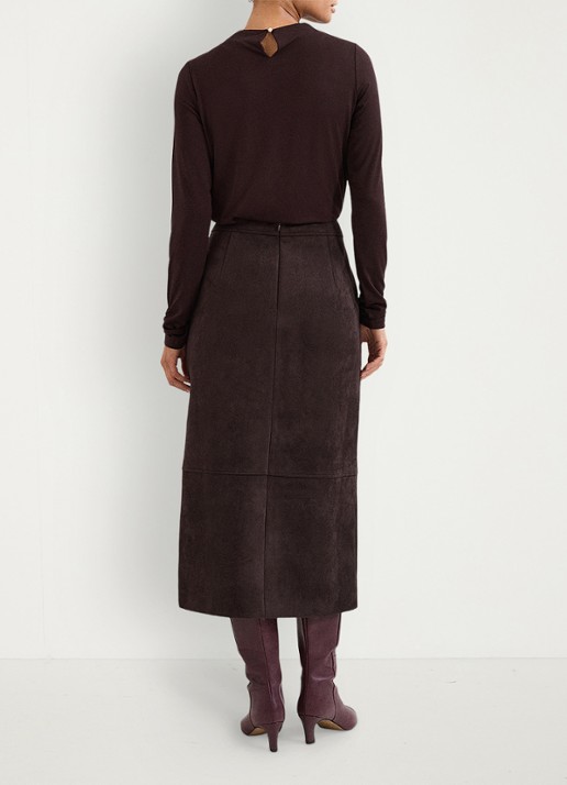 Phase Eight Elodie midi rok met split - achterkant 8 bruin