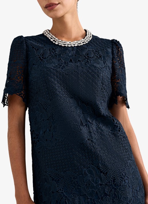 Phase Eight Eloise mini jurk van kant - detail 5 blauw