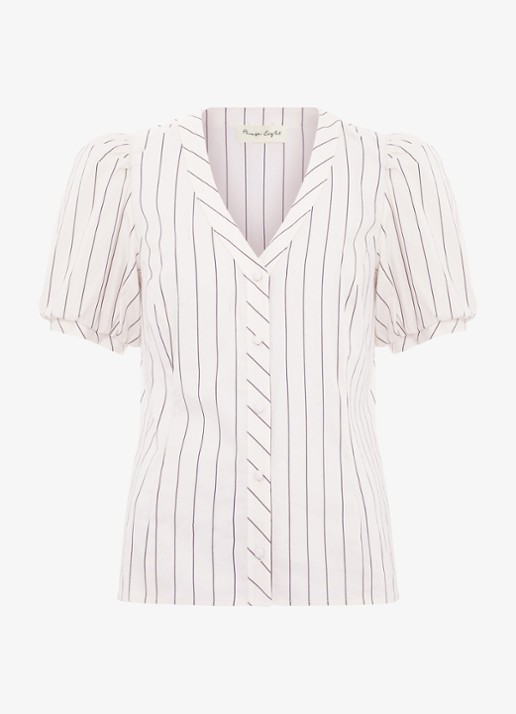 Phase Eight Elora blouse met streepprint - voorkant 2 wit