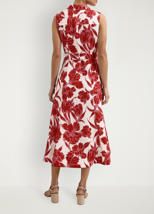 Phase Eight Elspeth midi jurk met bloemenprint - achterkant 8 rood