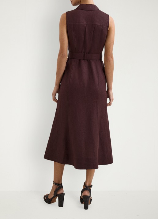 Phase Eight Elspeth midi jurk met ceintuur - achterkant 2 chocoladebruin