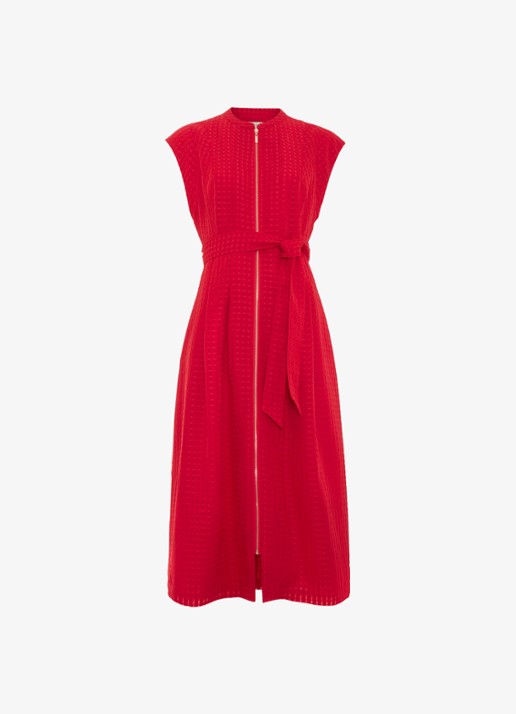 Phase Eight Elvira midi jurk met structuur - voorkant rood