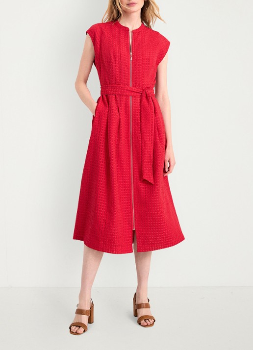 Phase Eight Elvira midi jurk met structuur - voorkant 2 rood