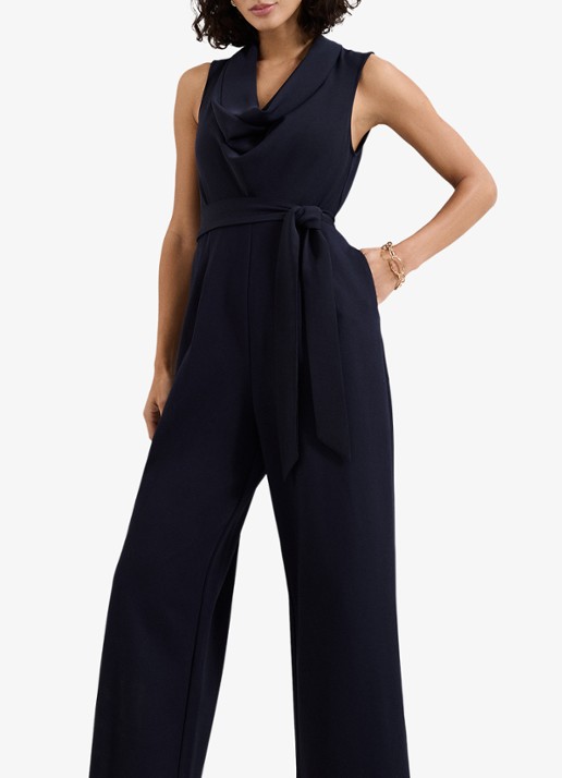 Phase Eight Emry wide fit jumpsuit met strikceintuur - detail 4 blauw