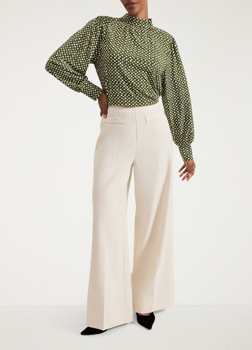 Phase Eight Esme top met grafische print - voorkant 3 olijfgroen