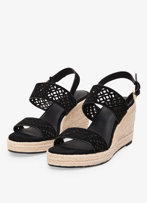 Phase Eight Espadrille van suède - voorkant 2 zwart