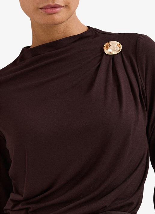 Phase Eight Etta top met plooidetail - detail 5 donkerbruin