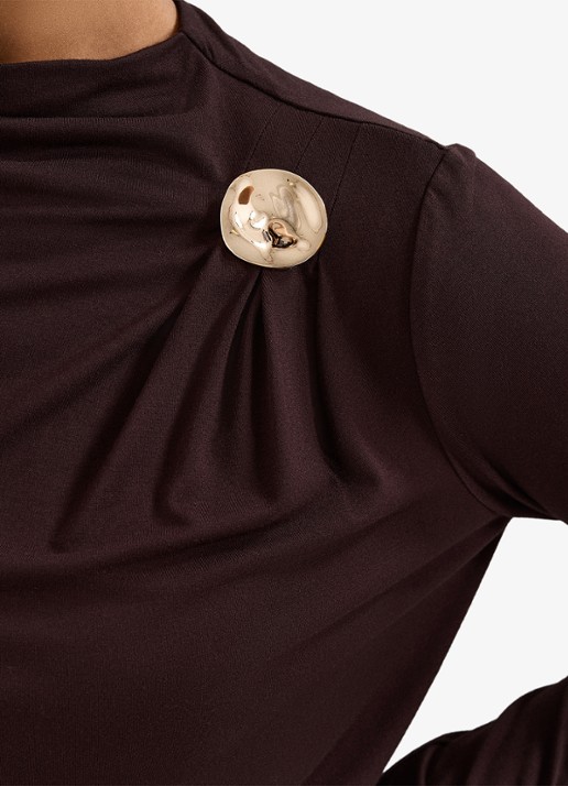 Phase Eight Etta top met plooidetail - detail 6 donkerbruin