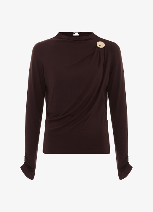 Phase Eight Etta top met plooidetail - voorkant 2 donkerbruin
