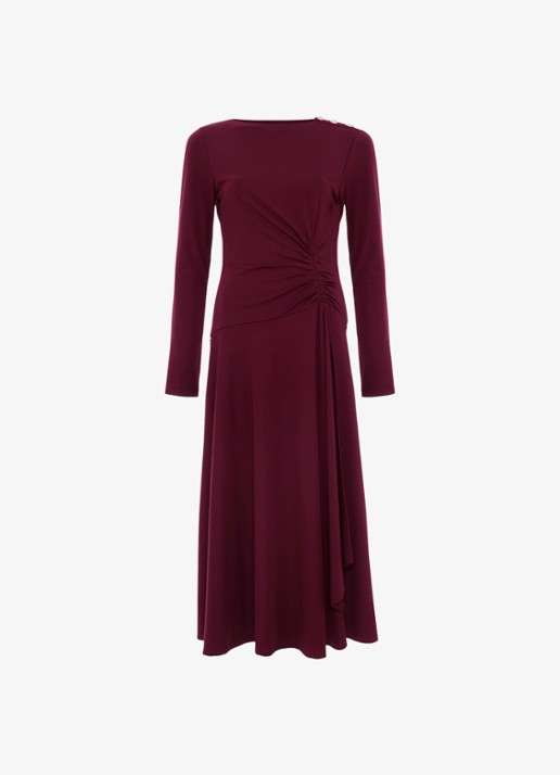 Phase Eight Eugenia midi jurk met plooien  - voorkant 4 burgundy