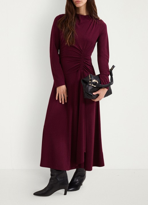 Phase Eight Eugenia midi jurk met plooien  - voorkant 5 burgundy