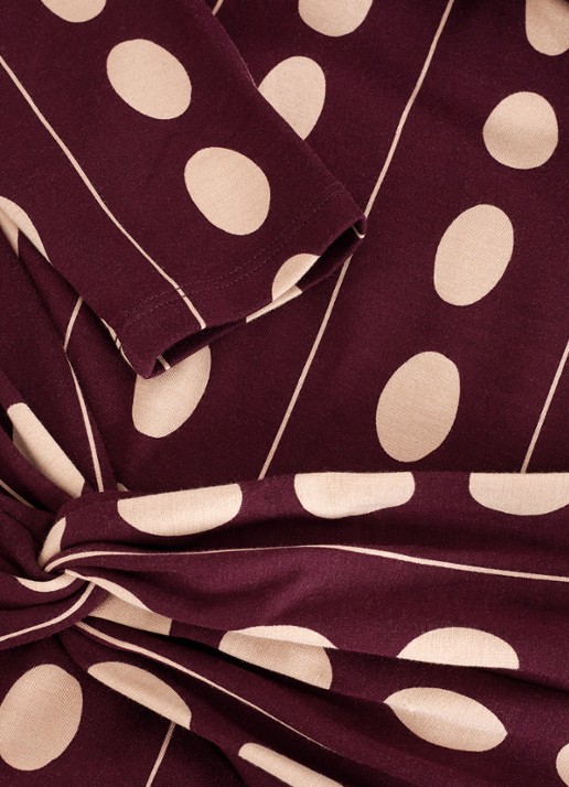 Phase Eight Eugenie maxi jurk met stippenprint - detail 6 bordeauxrood
