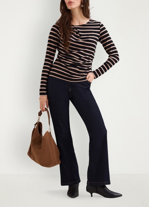 Phase Eight Everly top met streepprint - voorkant 2 zwart