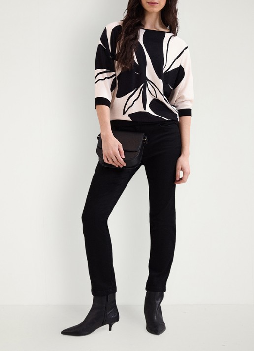 Phase Eight Faith Floral fijngebreide trui met print - voorkant 2 zwart