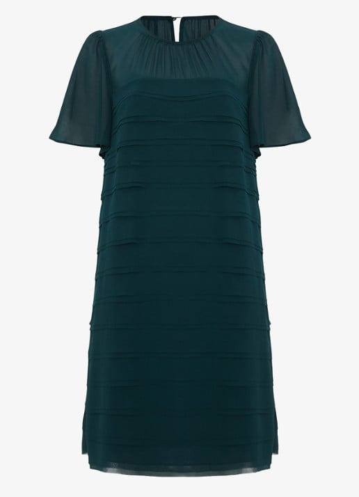 Phase Eight Fallon mini jurk met plooien - voorkant zeegroen