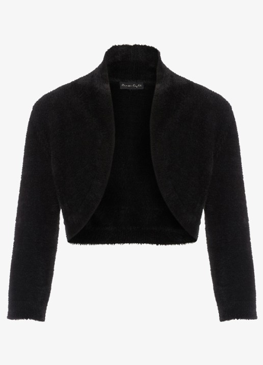 Phase Eight Fay Fluffy bolero met driekwart mouw - voorkant 2 zwart