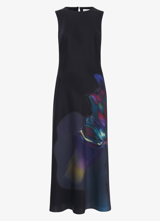 Phase Eight Felicity midi jurk met print - voorkant 2 zwart
