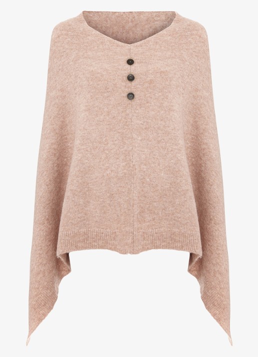 Phase Eight Fijngebreide poncho met knoopdetail