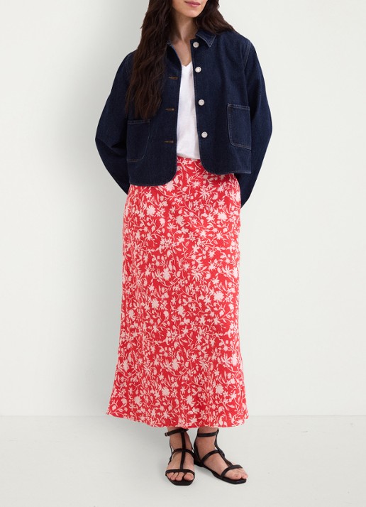 Phase Eight Floral midi rok met bloemenprint - voorkant 6 rood