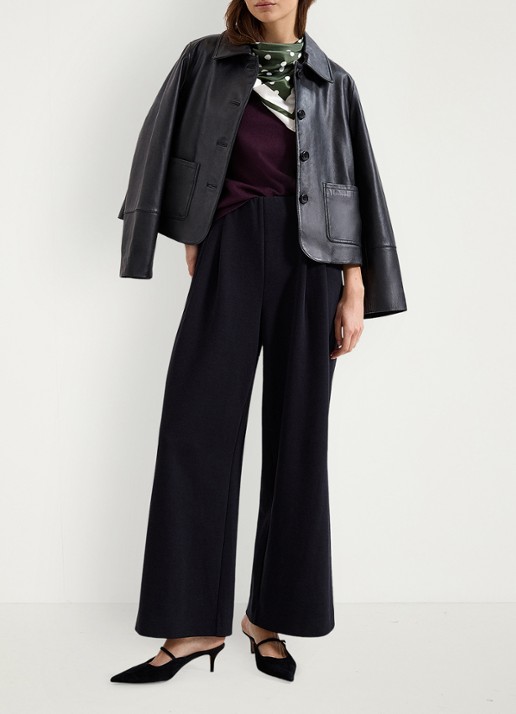 Phase Eight Florence high waist pantalon met plooien - voorkant 7 zwart