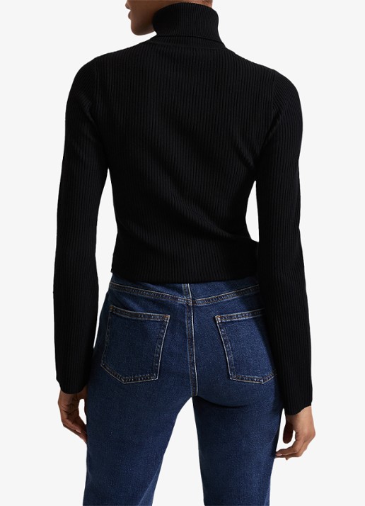 Phase Eight Fran ribgebreide coltrui met stretch - achterkant 3 zwart