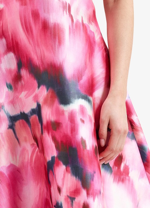 Phase Eight Freyja midi rok met bloemenprint - detail 5 roze