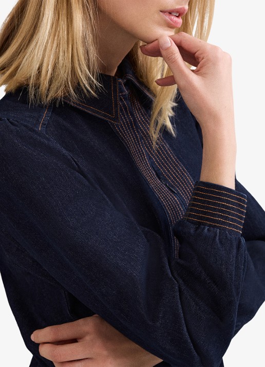 Phase Eight Gabi mini tuniekjurk van denim - detail 3 indigo