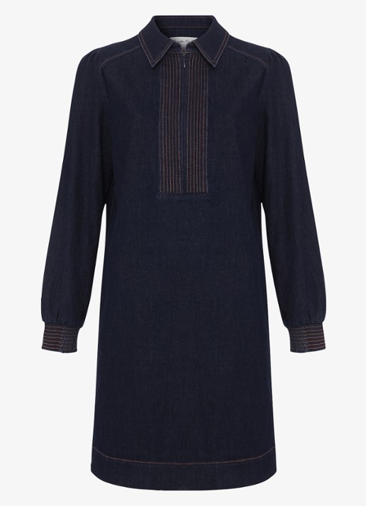 Phase Eight Gabi mini tuniekjurk van denim - voorkant 6 indigo