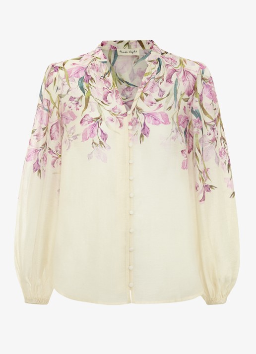 Phase Eight Gisela blouse  met bloemenprint - voorkant 2 creme