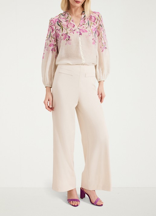 Phase Eight Gisela blouse  met bloemenprint - voorkant 3 creme