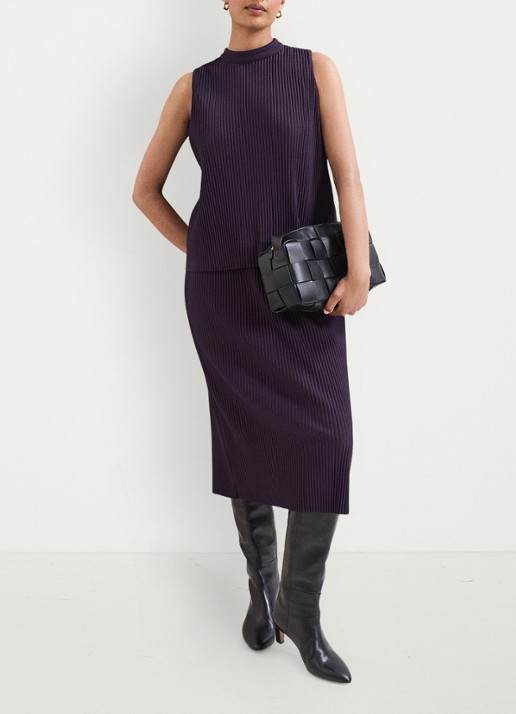 Phase Eight Gracie midi jurk met textuur 2-delig - voorkant 8 paars