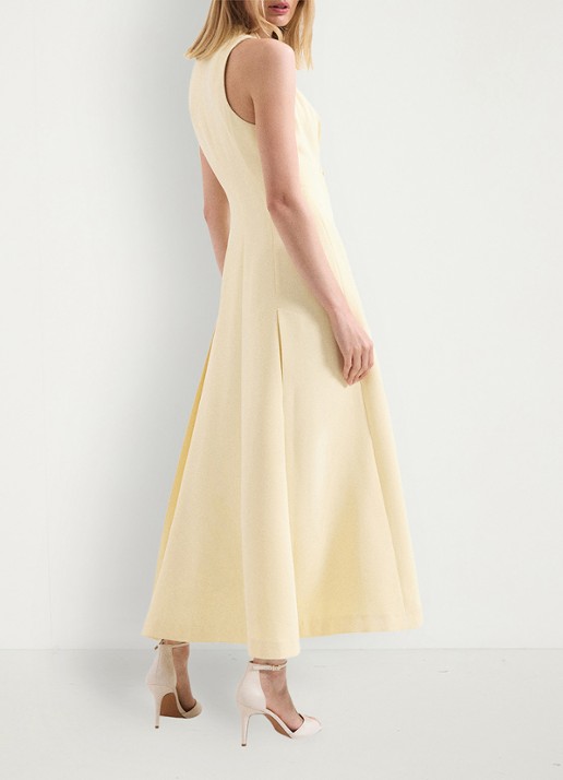Phase Eight Greta Tux maxi jurk met plooien - achterkant lichtgeel