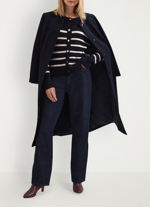 Phase Eight Grofgebreid vest met streepprint  - detail 8 donkerblauw