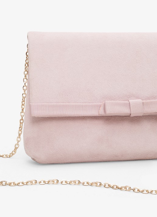 Phase Eight Grosgrain clutch van suède  - detail 4 lichtroze